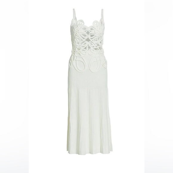 nalda crocheted cotton and pleated stretch-knit midi dress - Picture 1 of 1